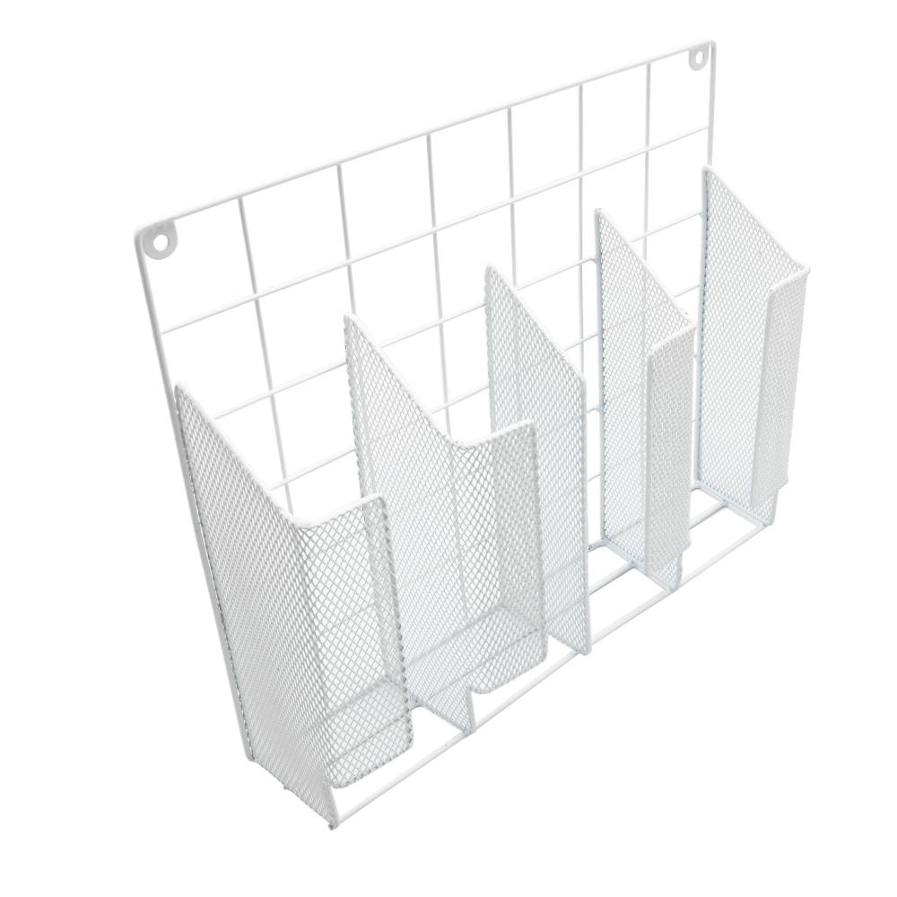 4 Compartment Wall Mount Kitchen Storage Wrap Rack - Wire Collection ...