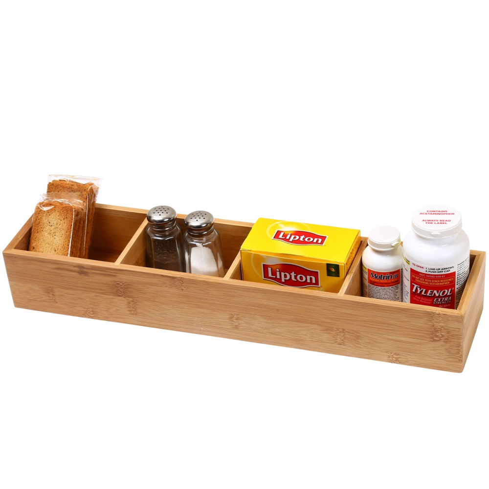 Bamboo 4 Compartment Organizer Tray Bamboo Organizers Storage