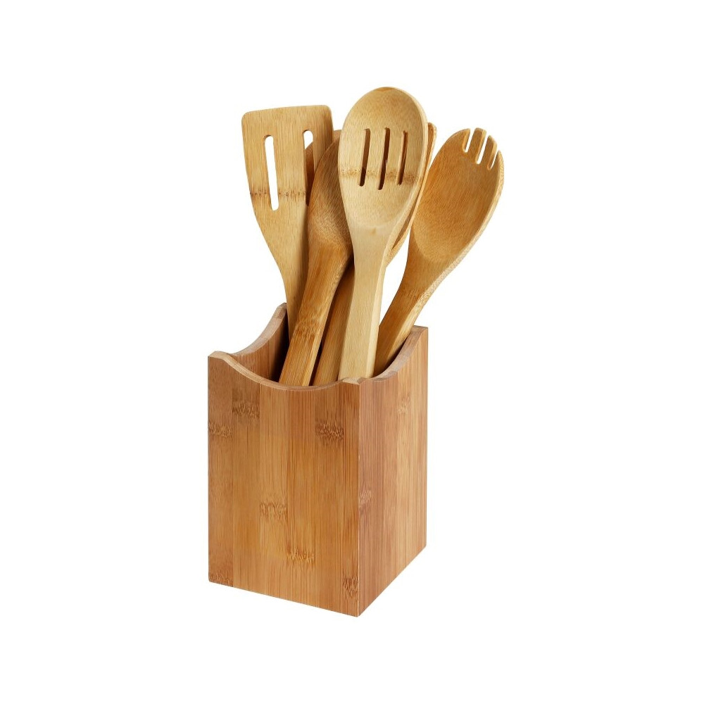 Bamboo Utensil Holder for Kitchen Cooking Tools, Cutlery ...