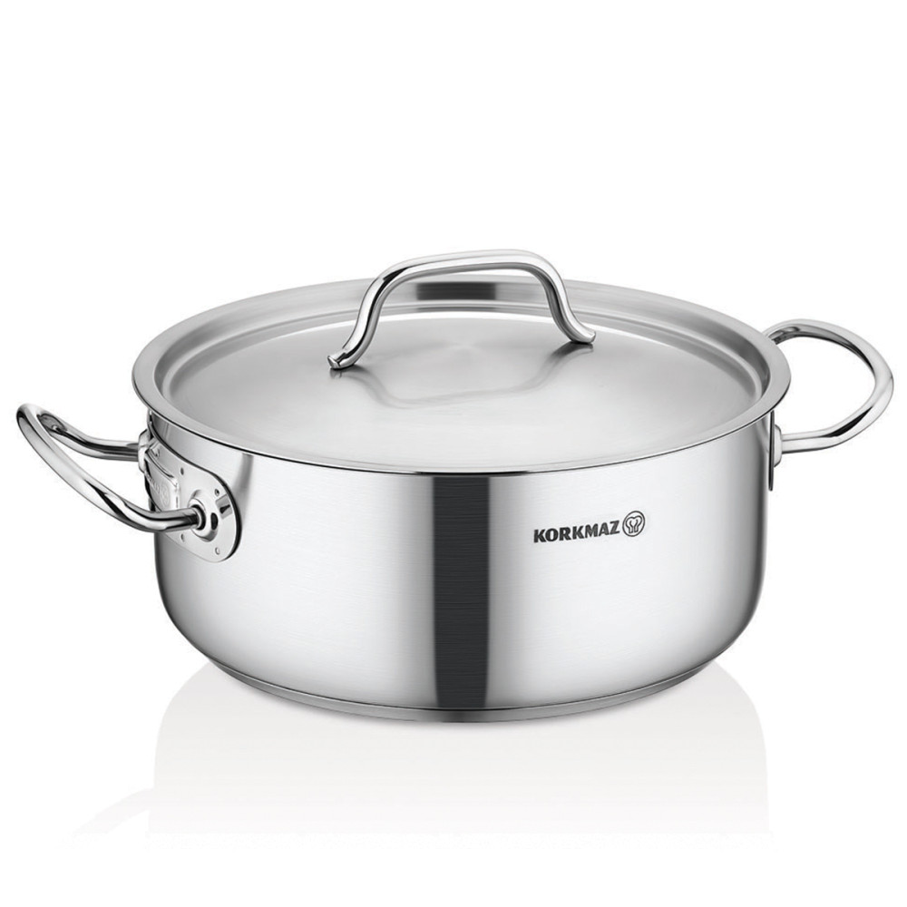 Korkmaz Stainless Steel Low Casserole Stainless Steel Cookware