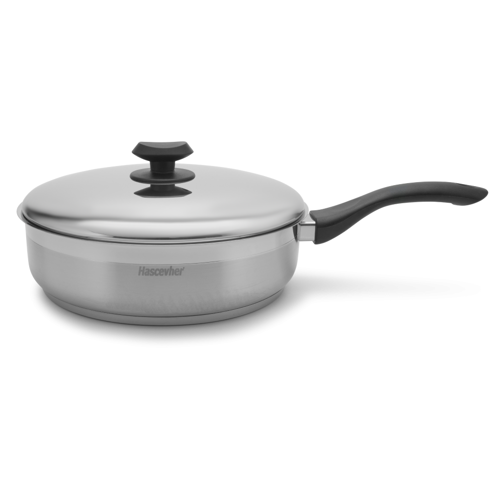 Hascevher Surme Stainless Steel Frying Pan with Cover 11 inch YBM Home