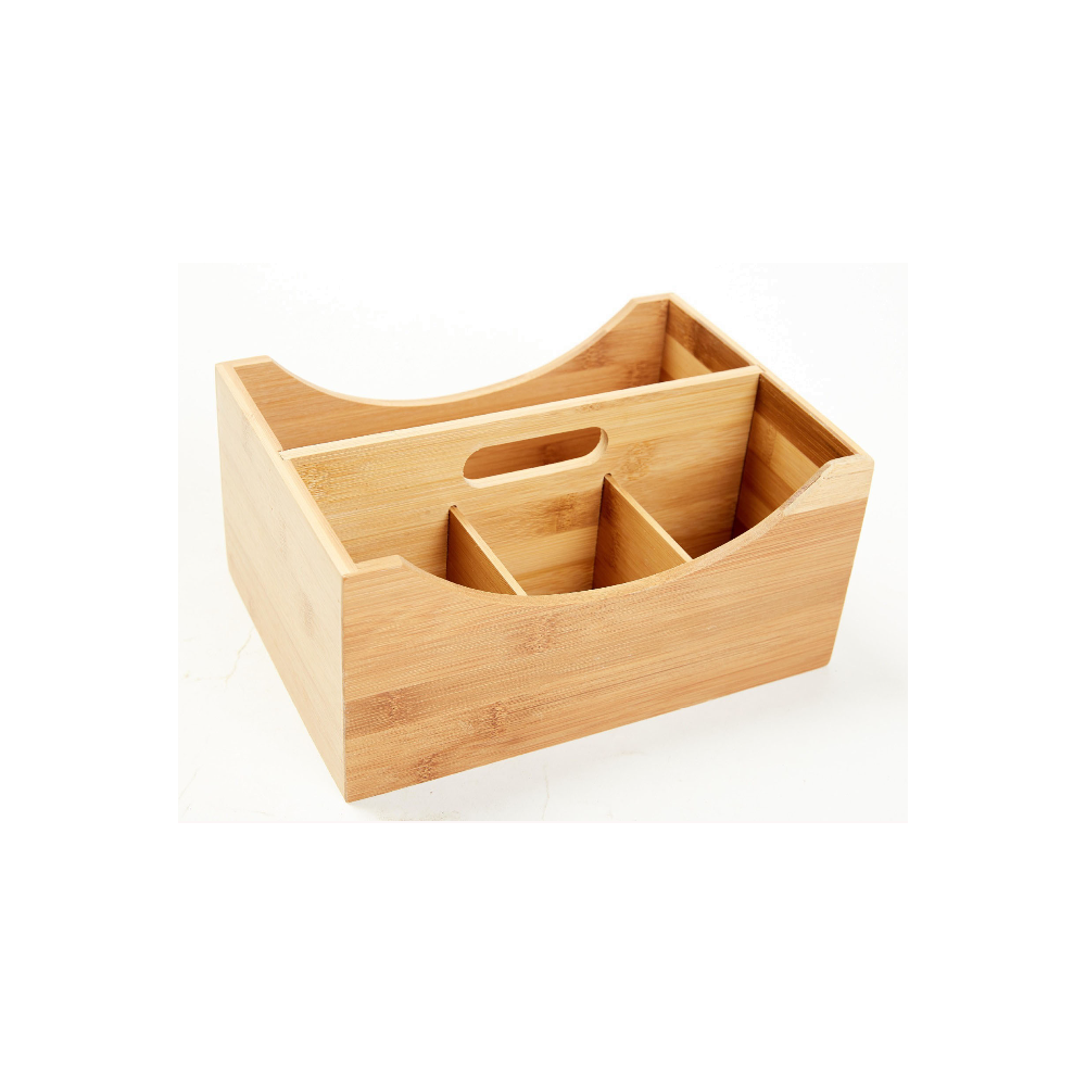 4 Compartment Bamboo Caddy with Handle YBM Home