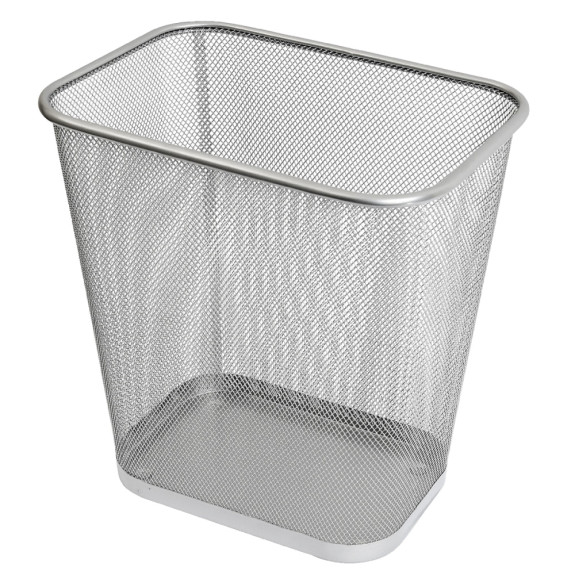 New Metal Mesh Waste Basket Garbage Bin Trash Paper Container Desk Side Office 