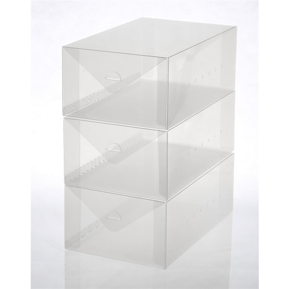 Plastic Men S Size Shoe Box Shoe Storage Foldable Clear Container For Closet Shelf Organizer Set Of 3 2188 Bedroom Storage Organizer Ybm Home