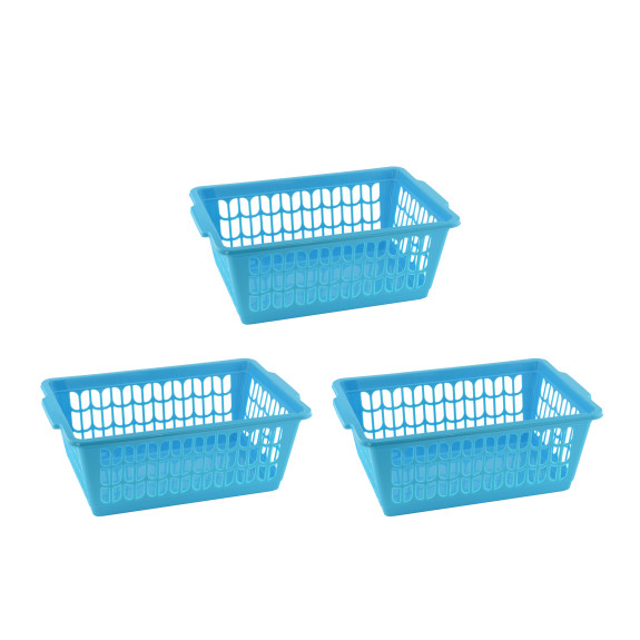 Small Plastic Storage Basket 11.5 x 7.75 x 4.25 Inch, 3 Pack