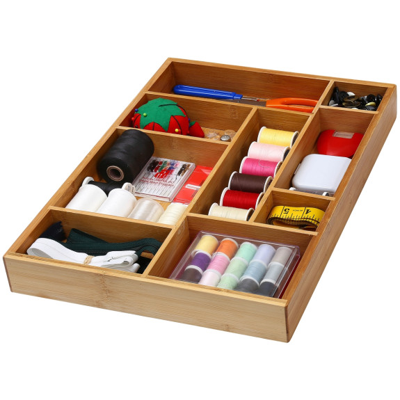 Bamboo Drawer Organizer with 9 Compartment - Storage & Organizer