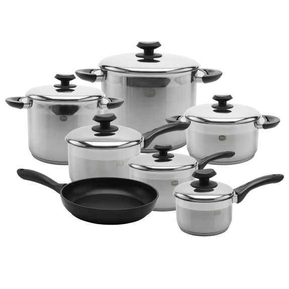 18/10 Tri-Ply Stainless Steel Cookware Set, Black - Cookware