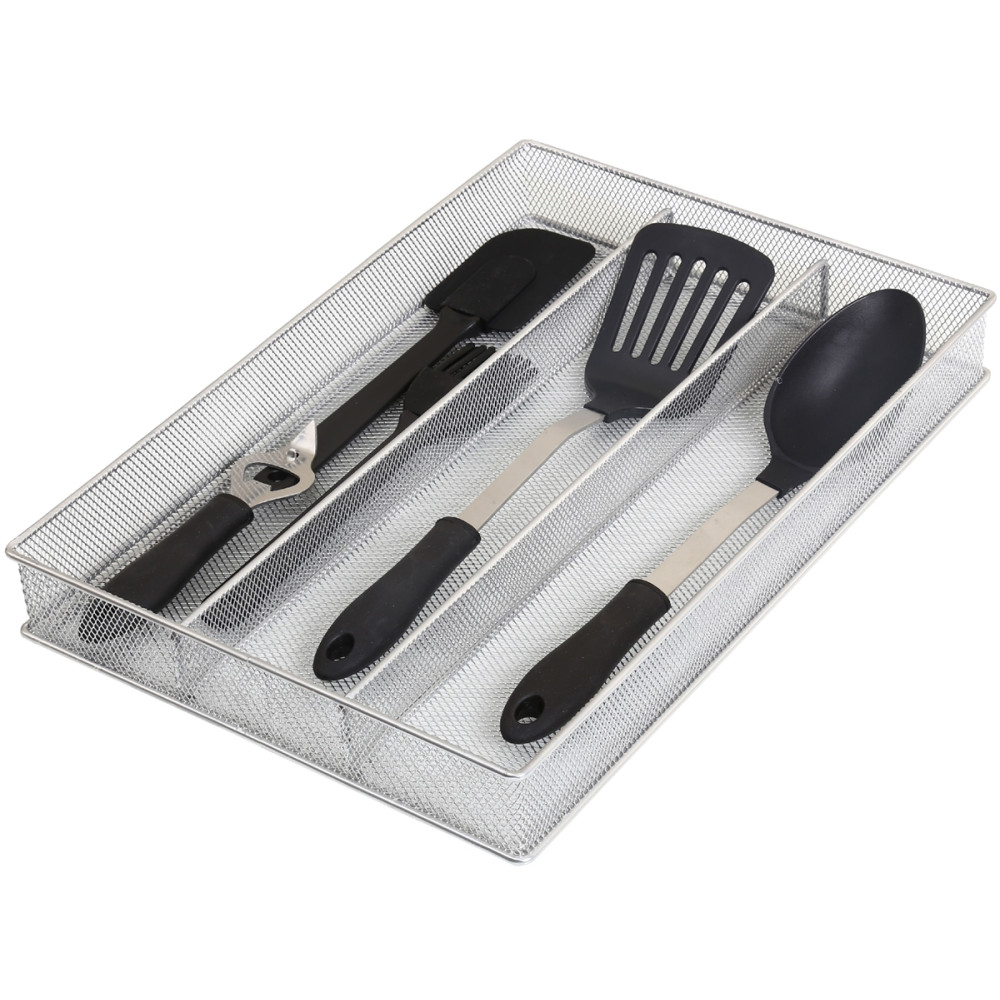 Stainless Steel Silverware Tray Organizer for Kitchen Utensils, In