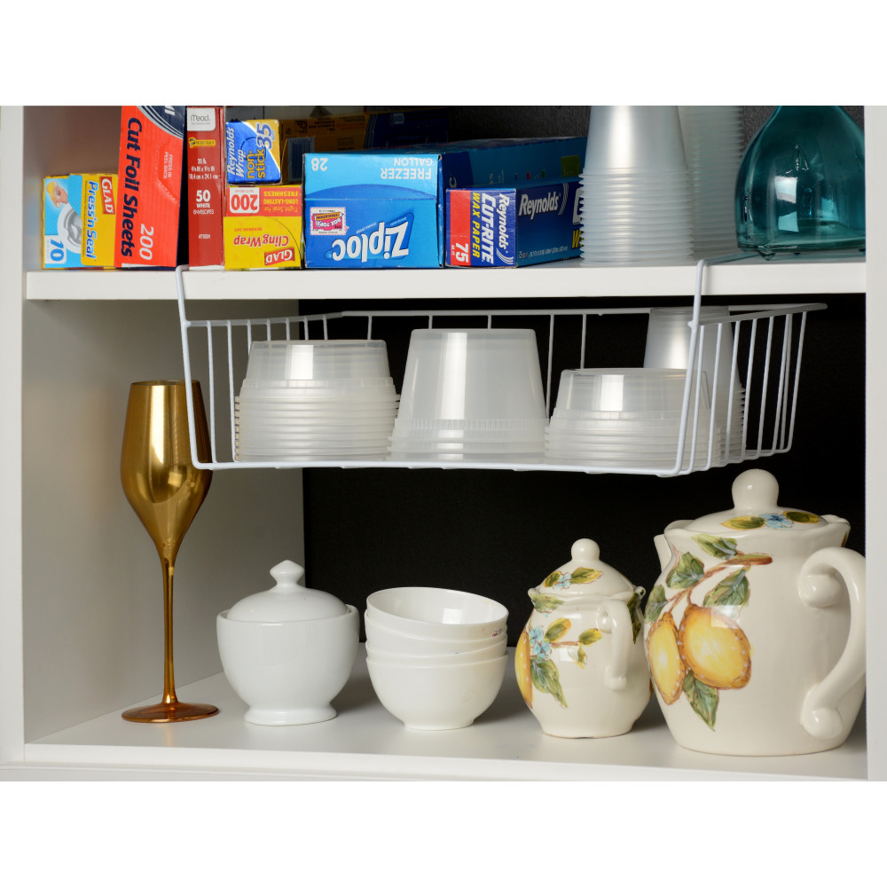 Small Under Shelf Kitchen Pantry Wrap Rack White - All Products | YBM Home