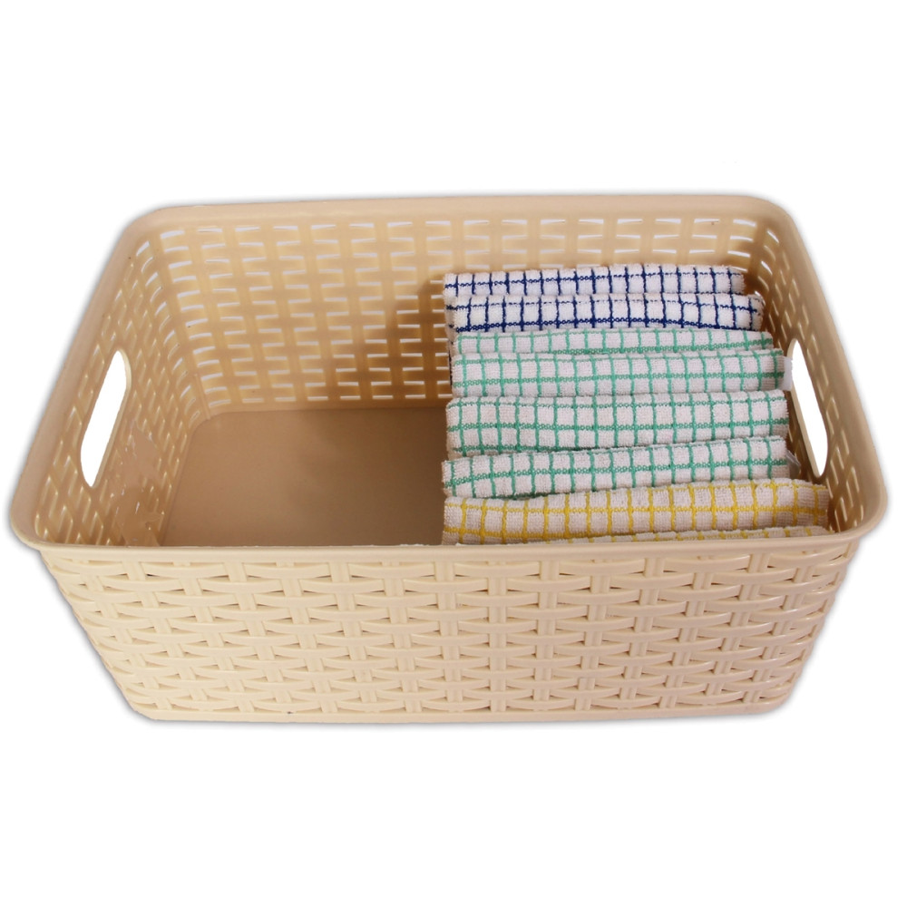 Plastic Rattan Storage Basket Medium | YBM Home