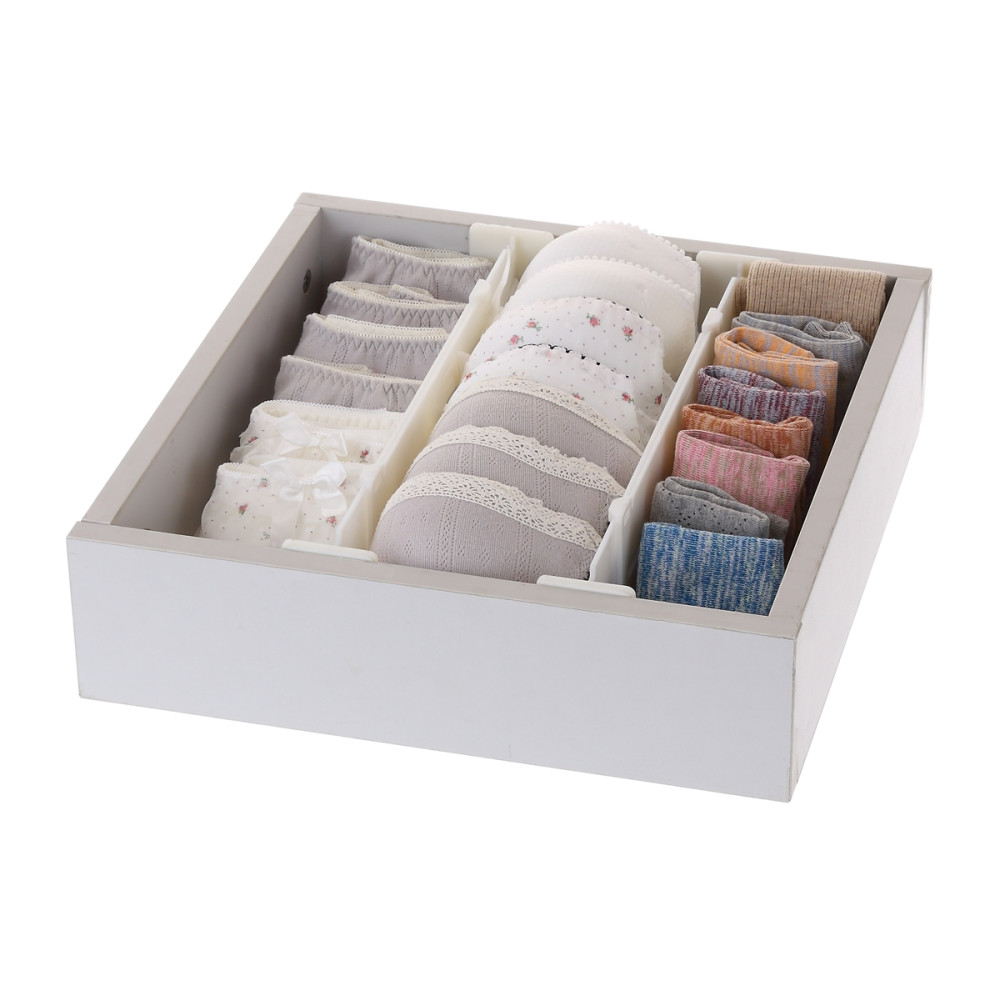 Adjustable White Drawer Dividers, Set of 2 Bedroom Organization