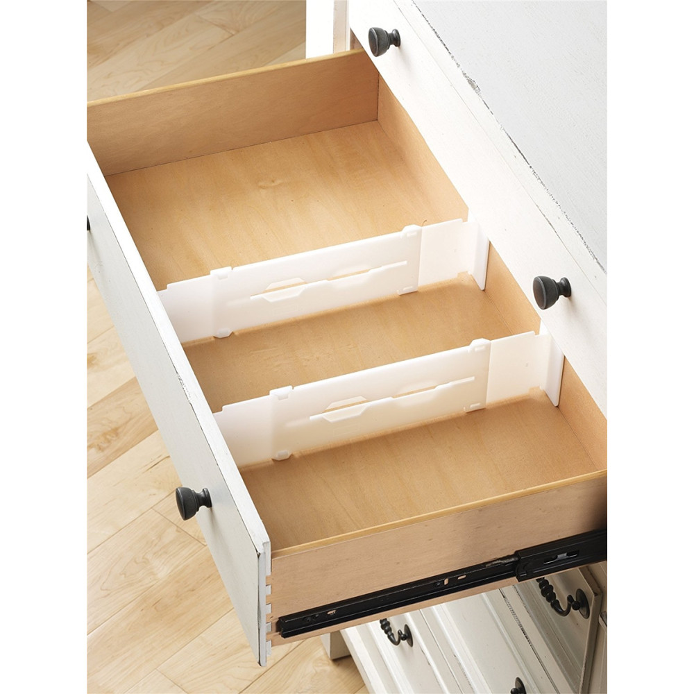 Adjustable White Drawer Dividers, Set of 2 Bedroom Organization