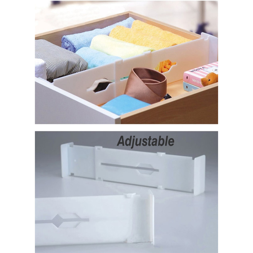Adjustable White Drawer Dividers, Set of 2 Bedroom Organization