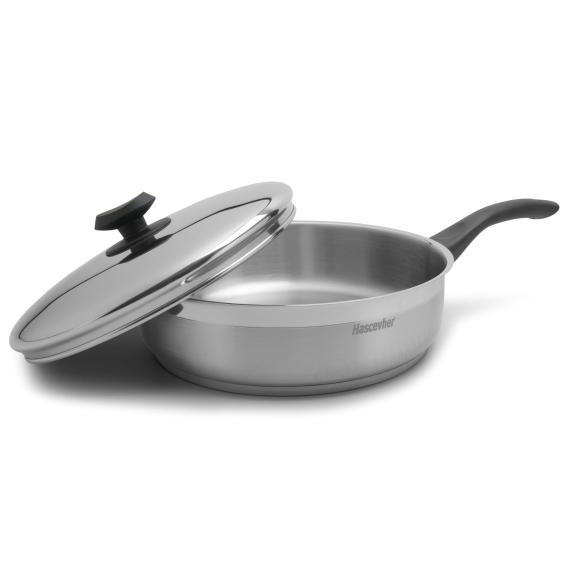 Hascevher Surme Stainless Steel Frying Pan with Cover 11 inch YBM Home