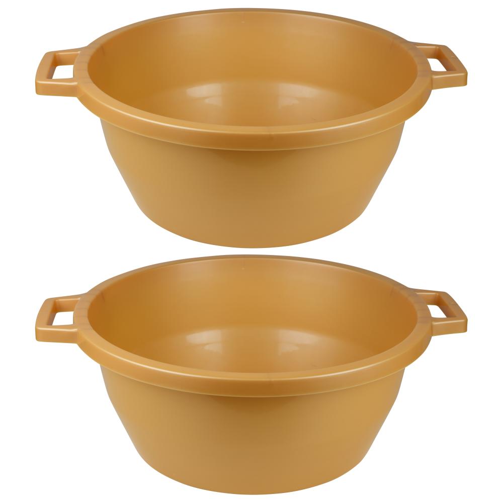 Round Wash Basin 45 Liter Dishpan with Handle, Pack of 2 YBM Home