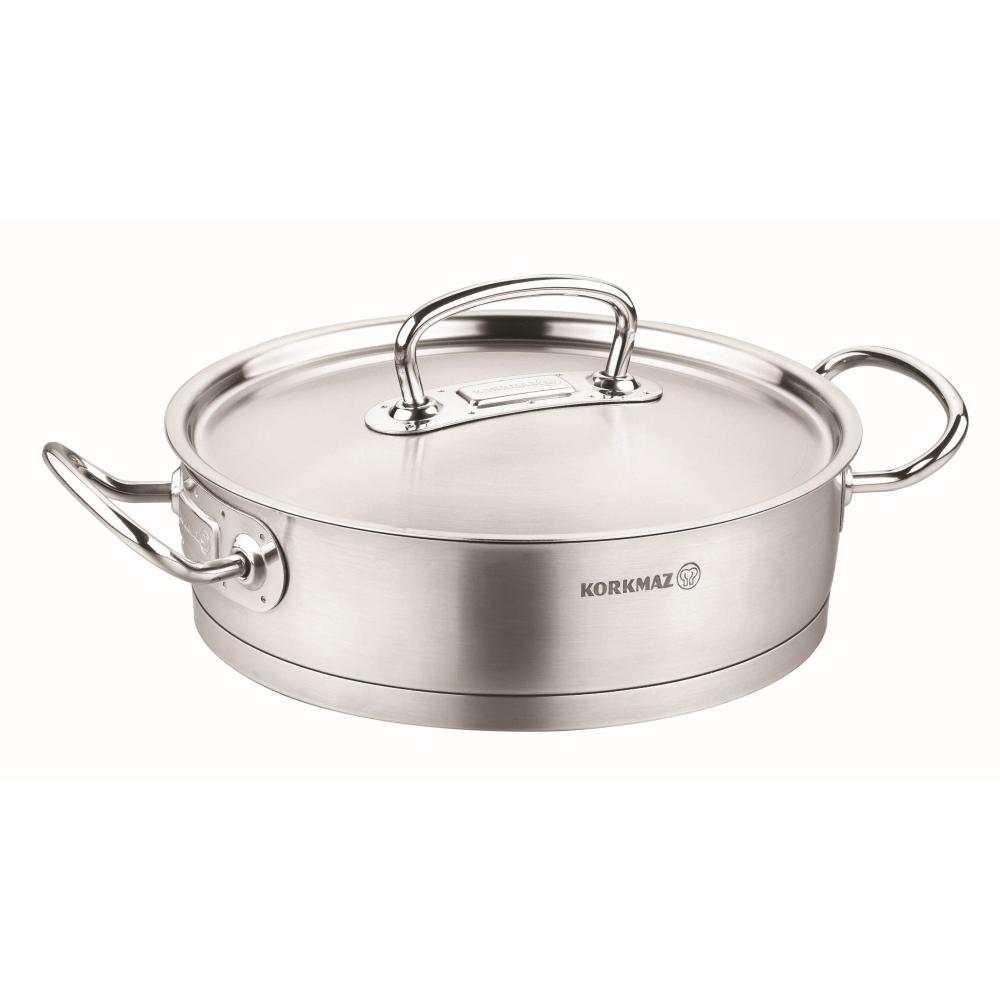 Korkmaz Stainless Steel Low Casserole Stainless Steel Cookware